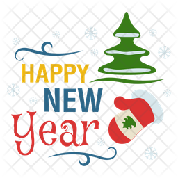 256x256 Happy New Year Icon Of Flat Style