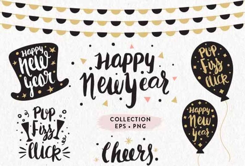 794x538 New Year Clipart New Year Icons And Symbols Happy New Etsy