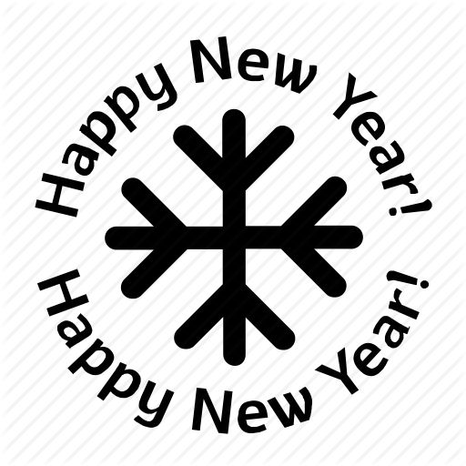 512x512 Celebrate, Happy New Year, New Years Eve, Round Sticker, Snowflake