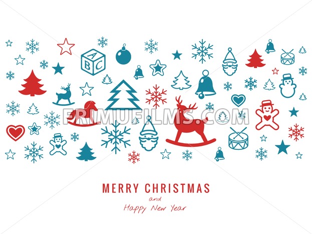 623x467 Digital Vector White Happy New Year Icons With Drawn Simple Line