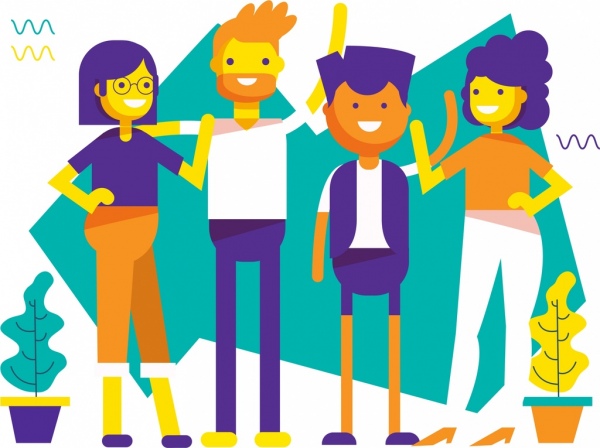 600x448 Friends Background Happy People Icons Colorful Design Free Vector