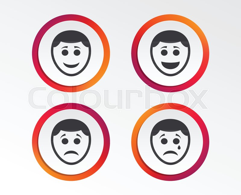 800x647 Human Smile Face Icons Happy, Sad, Stock Vector Colourbox