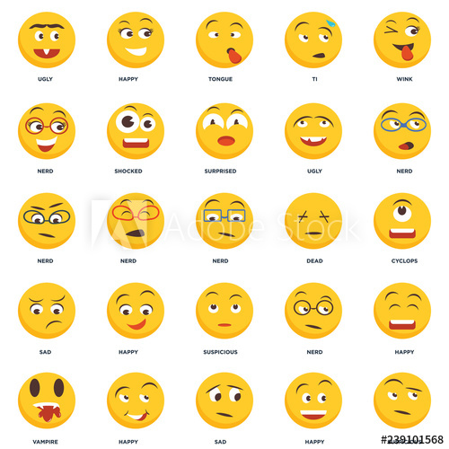 500x500 Set Of Icons Such As Suspicious, Happy, Sad, Vampire, Nerd