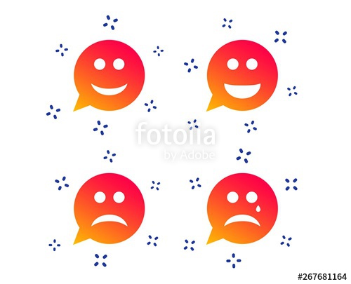 500x405 Speech Bubble Smile Face Icons Happy, Sad, Cry Signs Happy
