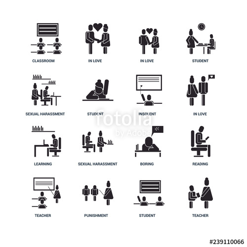 500x500 Set Of Icons Such As Teacher, Student, Punishment, Reading