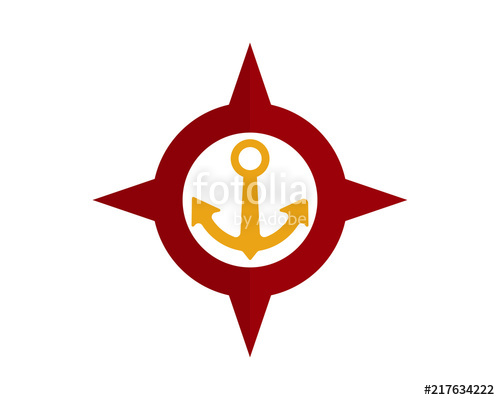 500x400 Red Compass Anchor Port Harbor Compass Image Vector Icon Logo