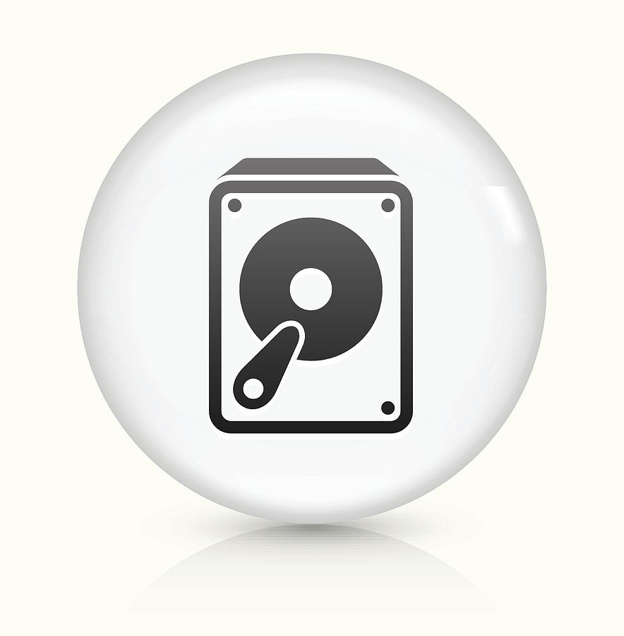 884x900 Hard Drive Icon On White Round Vector Button