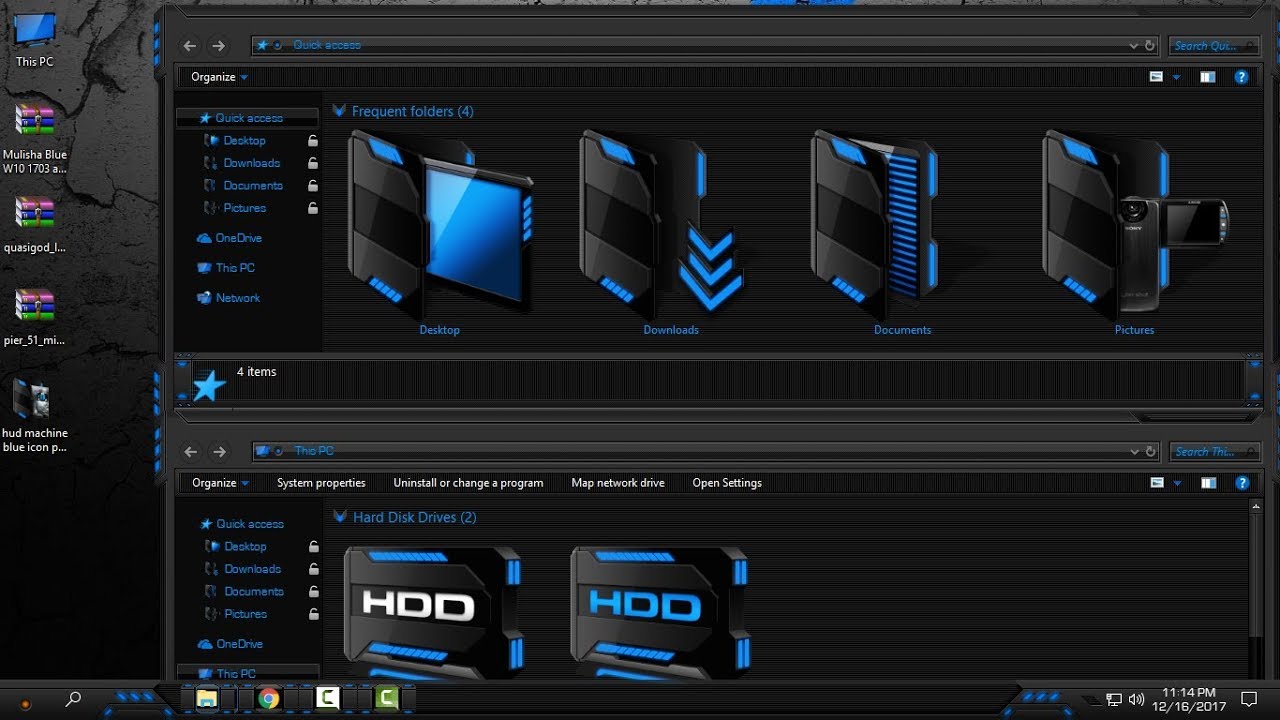 1280x720 Windows Custom Icon Pack Hud Machine Blue