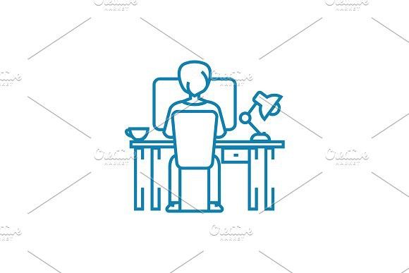 580x387 Hard Work Linear Icon Concept Hard Work Line Vector Sign, Symbol