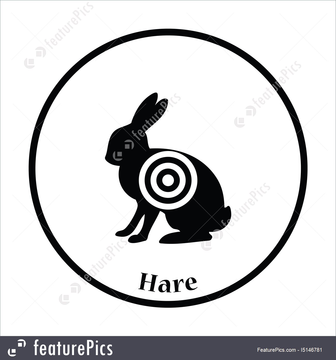 1300x1392 Illustration Of Hare Silhouette With Target Icon