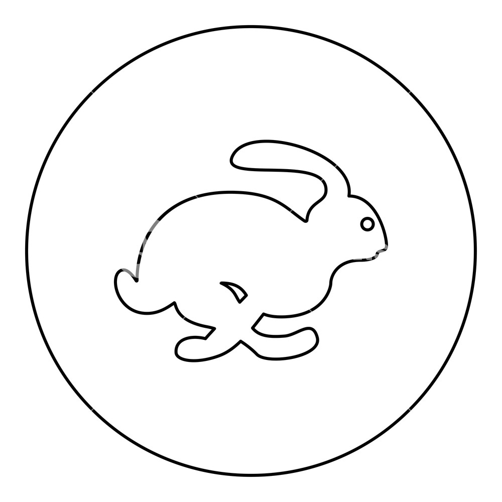 1000x1000 Rabbit Hare Concept Speed Icon Black Color In Round Circle Outline