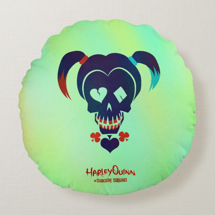 699x699 Suicide Squad Harley Quinn Head Icon Round Pillow