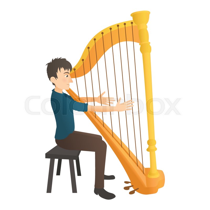800x800 Man Plays On Harp Icon Flat Stock Vector Colourbox