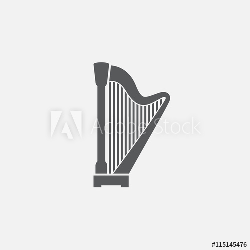 500x500 Harp Icon Vector, Solid Logo Illustration, Pictogram Isolated