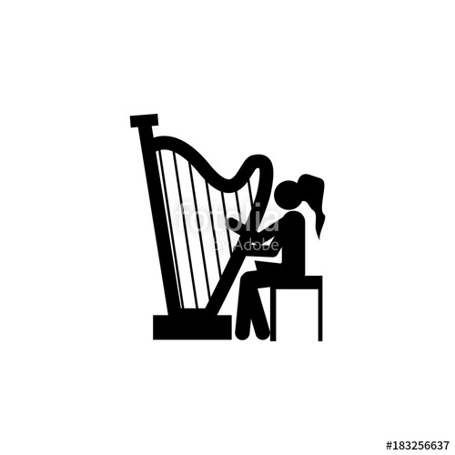 500x500 Girl Playing The Harp Icon Silhouette Of A Musician Icon Premium