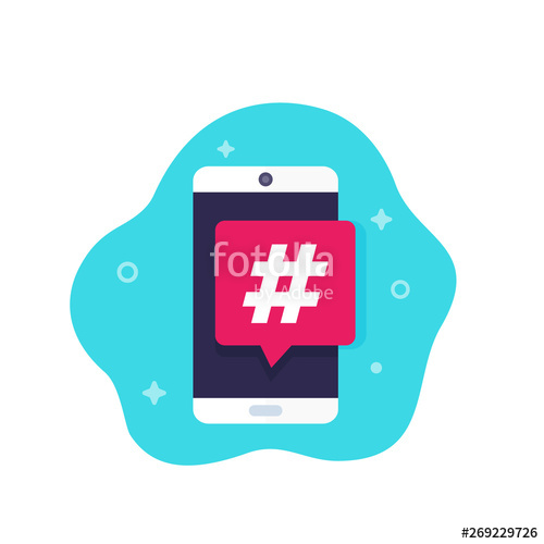 500x500 Hashtag Icon With Smartphone Stock Image And Royalty Free Vector