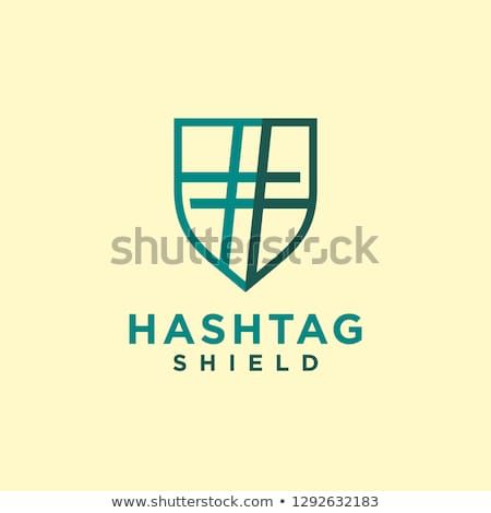 450x470 Hashtag Shield Logo Design, Consisting Shield Icon With Hashtag