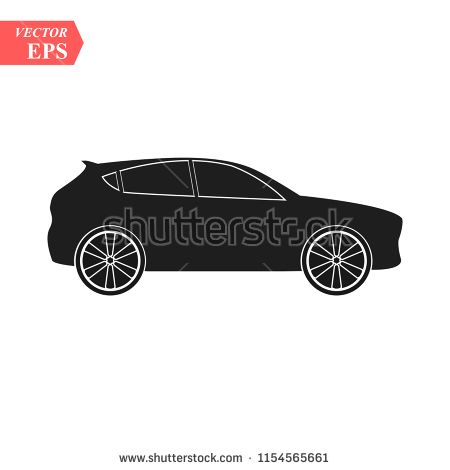 450x470 Simple Car Icon Vector Flat Hatchback Symbol Perfect Black