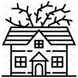 256x256 Haunted House Icon Of Line Style