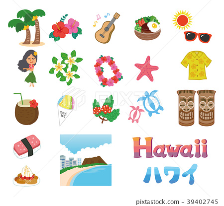 450x415 Hawaii Illustration Icon Set