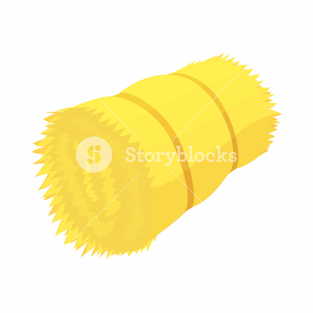 1000x1000 Hay Bale Icon In Cartoon Style On A White Background Royalty Free