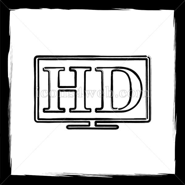600x600 Hd Tv Sketch Icon