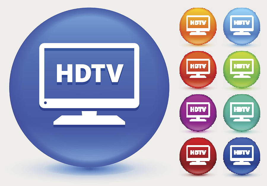 900x628 Hd Tv Icon On Shiny Color Circle Buttons