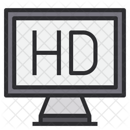 256x256 Hd Tv Icon Of Colored Outline Style