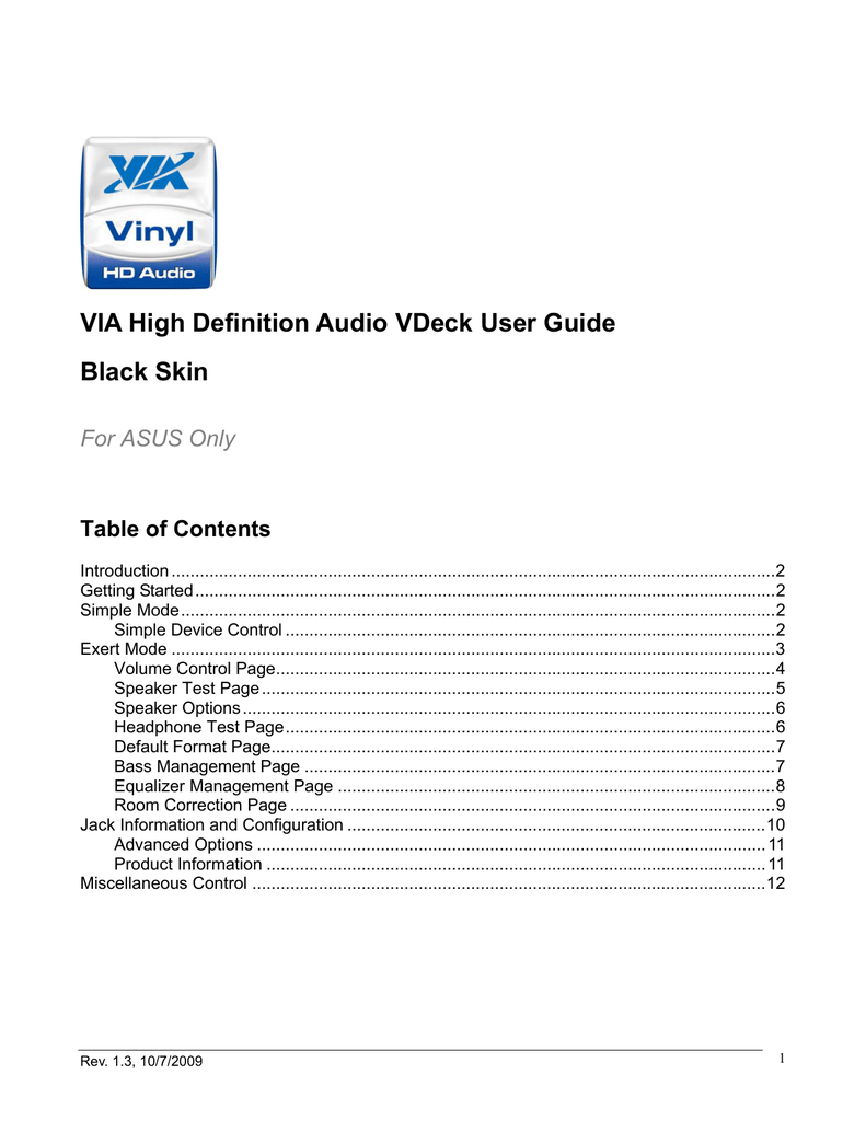 791x1024 Via High Definition Audio Vdeck User Guide Black Skin