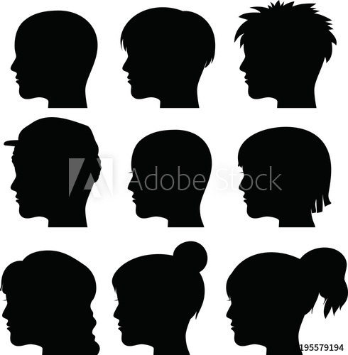 490x500 Head Silhouette Icon Set