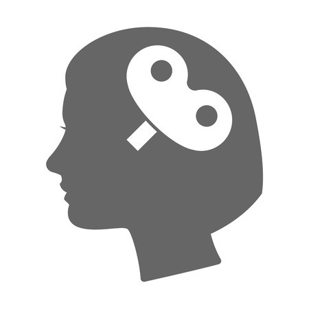 450x450 Illustration Of An Isolated Female Head Silhouette Icon With A Toy