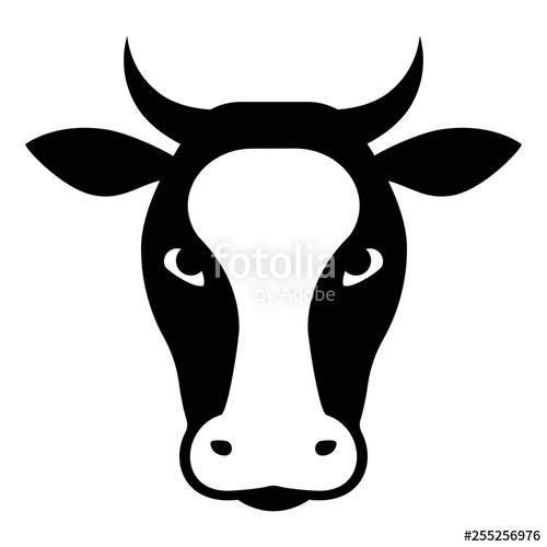 500x500 Cow Head Silhouette Icon Clipart Image Isolated On White