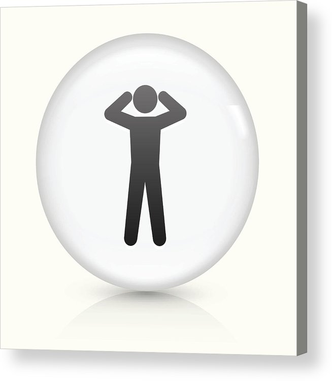 654x750 Headache Icon On White Round Vector Button Acrylic Print