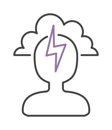 387x450 Headache Icon Pain Symbol Stress Sick Man Brain Line Design Vector