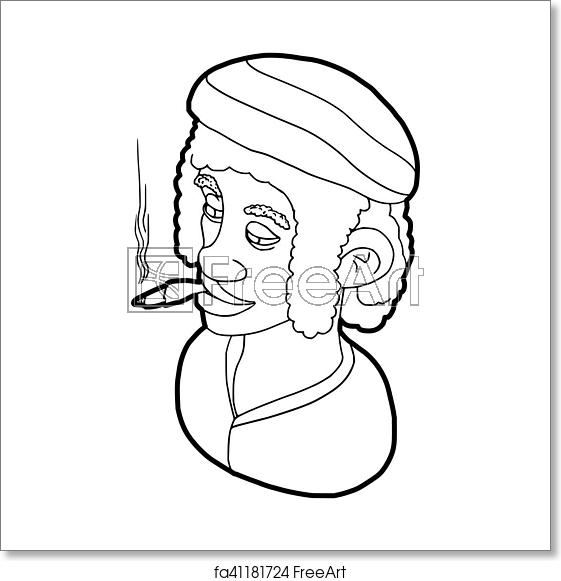 561x581 Free Art Print Of Rastafarian Man Wearing Headband And Smoking