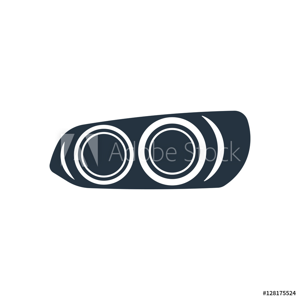 1000x1000 Photo Art Print Car Headlight, Isolated Icon On White Background