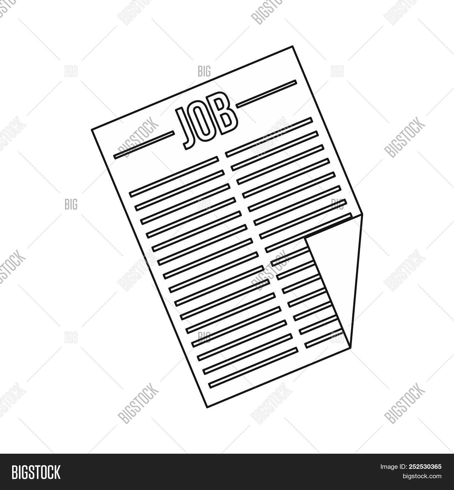 1500x1620 Newspaper With The Headline Job Icon In Outline Style Image