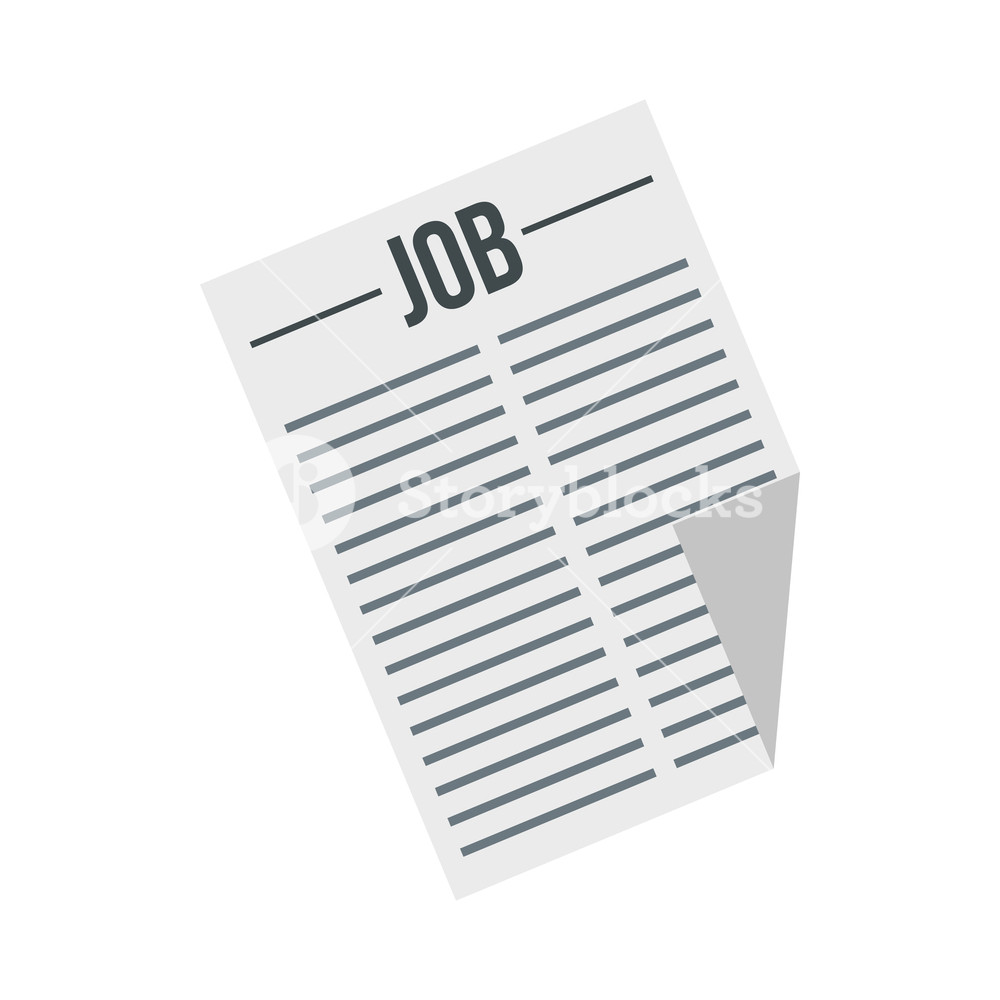 1000x1000 Newspaper With The Headline Job Icon In Flat Style On A White