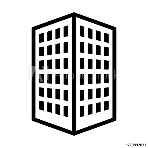 500x500 Office Building Or Corporate Company Headquarters Line Art Vector