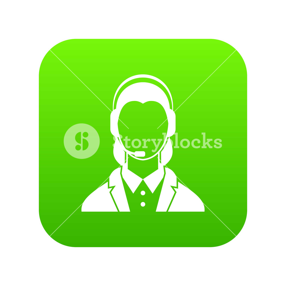 1000x1000 Support Phone Operator In Headset Icon Digital Green For Any