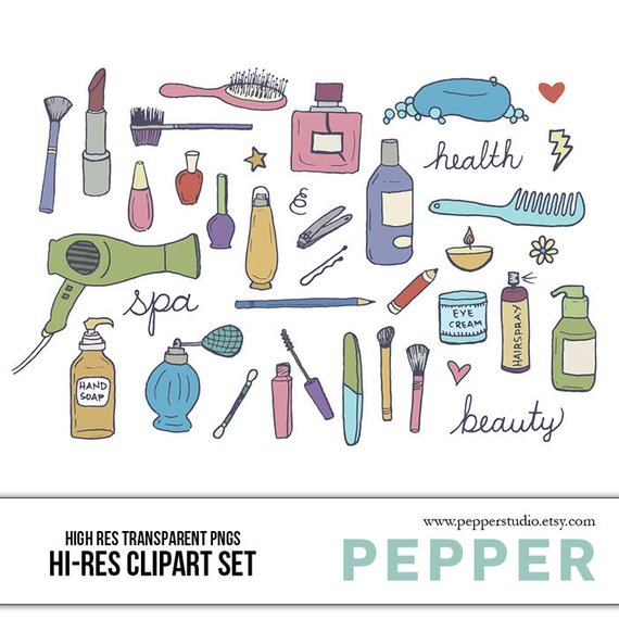 570x570 Beauty Spa Doodle Clipart Set