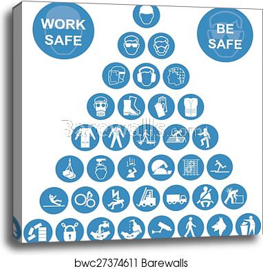 382x390 Blue Pyramid Health And Safety Icon, Canvas Print Barewalls