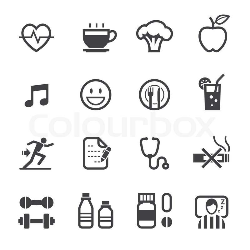 800x800 Health And Wellness Icons With White Stock Vector Colourbox