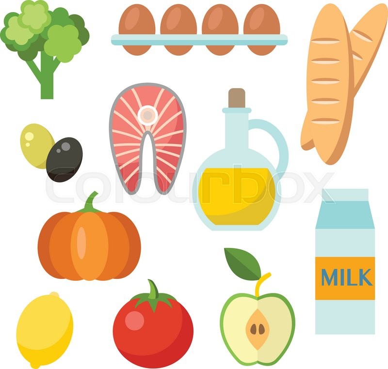800x762 Vector Healthy Food Icons Set In Flat Stock Vector Colourbox