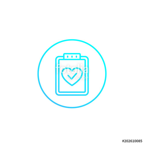 500x500 Health Test, Medical Plan Icon On White, Linear Stock Image