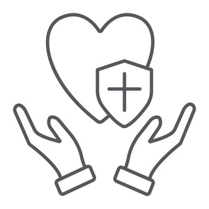 300x300 Health Protection Thin Line Icon, Medical And Security, Health