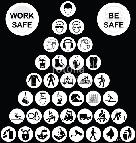 475x500 White Pyramid Health And Safety Icon Collection Stock Image