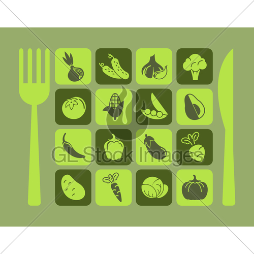 500x500 Healthy Food Icon Set Gl Stock Images