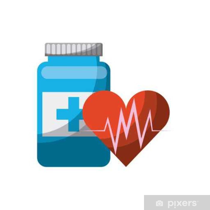 700x700 Medicine Bottle And Cardio Heart Icon Over White Background