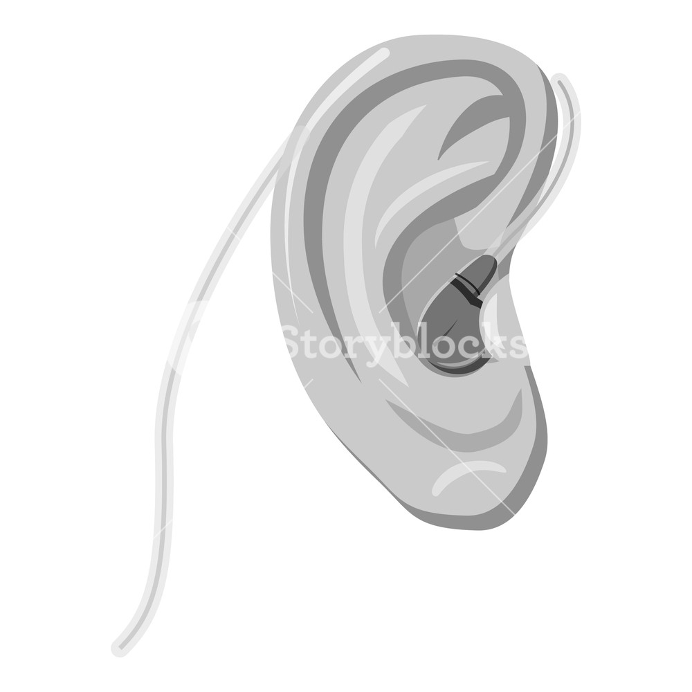 1000x1000 Hearing Aid Icon Gray Monochrome Illustration Of Hearing Aid
